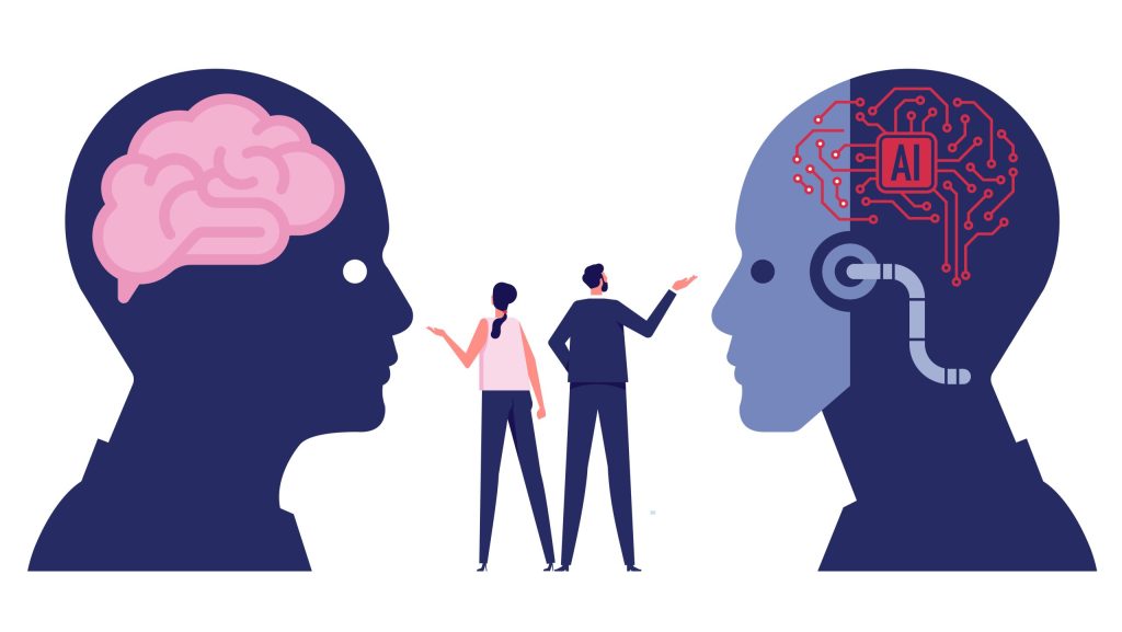 A stock image showing AI v personal relationships